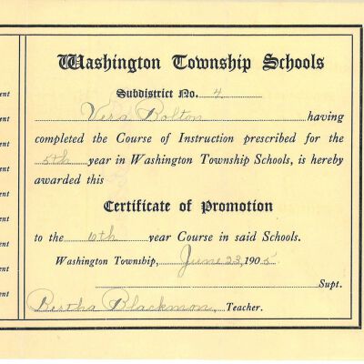 Certificate of Promotion to Grade 6 of Vera Bolton