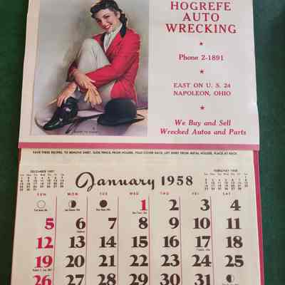 Hogrefe Wrecking Calendar, 1958