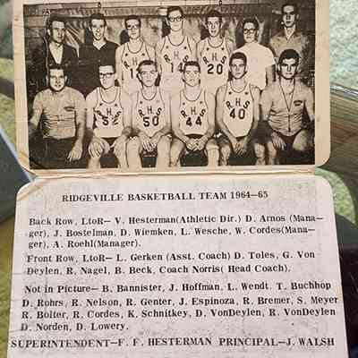1964-65 Basketball Schedule, Ridgeville High School