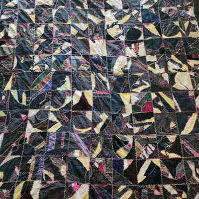 Antique Crazy Quilt, Comforter, 72 x 82". Sara & Nettie Brubaker, seamstresses