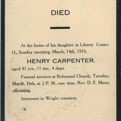 Death Notice of Henry Carpenter