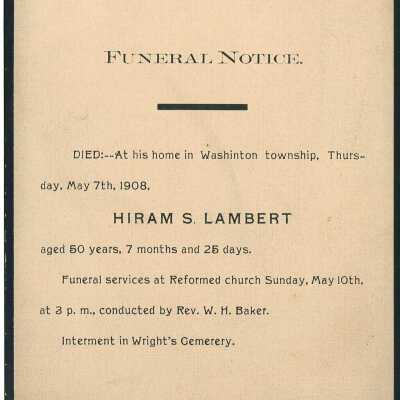 Death Notice of Hiram S. Lambert