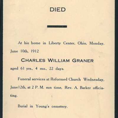 Death Notice of Charles William Graner