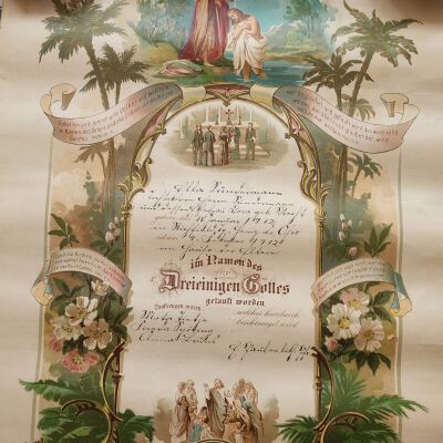 1912 German Certificate, Baptism, Richfield Twp. Henry County, Ohio