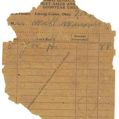 Thomas Bichan Chevrolet Sales and Goodyear Tires Sales Receipt