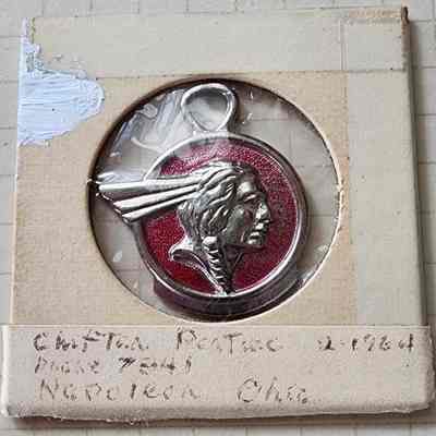Chieftan Pontiac Eanameled Charm, Marked Napoleon, Ohio