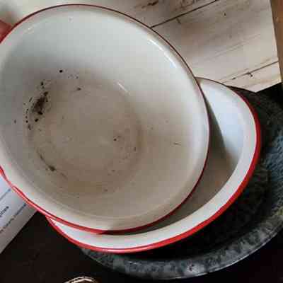 (3) Graniteware Bowls, Various Sizes