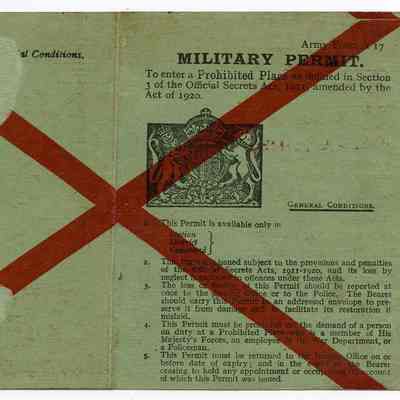 1942 British Military Permit Card.