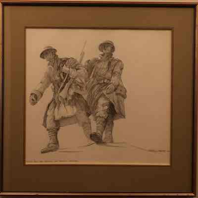 Pencil Sketch "Figures From the National War Memorial, Ottawa, 1982"
