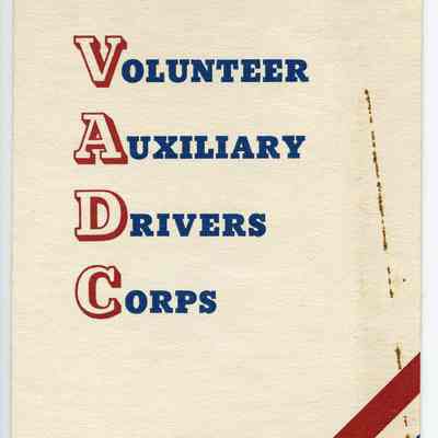 1940 Canadian Volunteer Auxiliary Drivers' Corps Pamphlet.