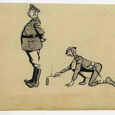 Winslow Mortimer pen/ink cartoon entitled "A Firecracker for the Colonel."