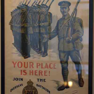 1916-1918 207th (Ottawa-Carleton) Infantry Battalion recruiting poster "Your Place Is Here! Join The 207th Overseas Battalion."