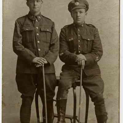 Postcard "RPPC of two Royal Canadian Regiment soldiers after the battle of Vimy Ridge."