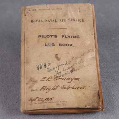 1915-1916 Royal Naval Air Service Log Book "Flight-Sub-Lieutenant E.R. Grange."
