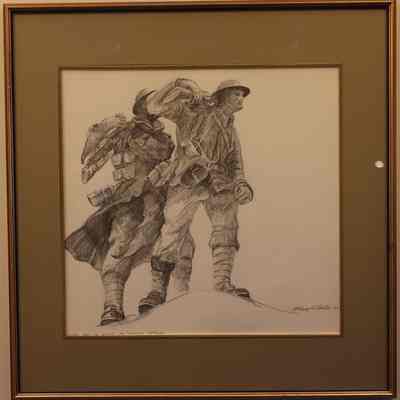 Pencil Sketch "Soldiers From The National War Memorial, Ottawa, 1982"