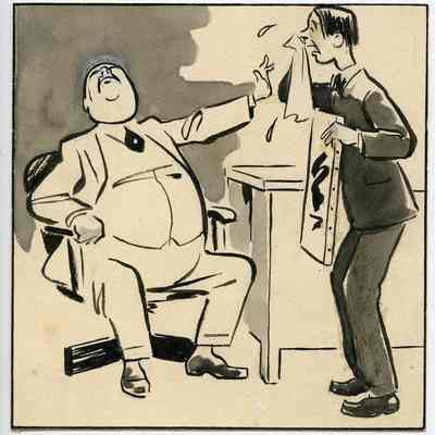 Winslow Mortimer pen/ink cartoon entitled "Rejected Artist".