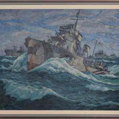 Oil painting "Royal Canadian Navy River Class Destroyer H.M.C.S. Saguenay 1940-1945"