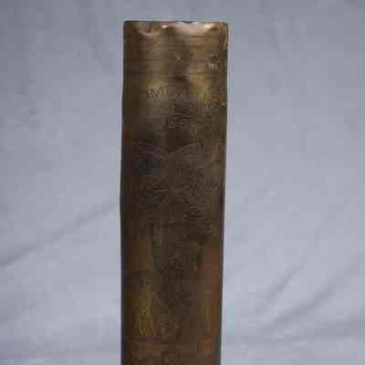 1914-1918 French Army Model 1897 75 mm. field artillery gun shell casing