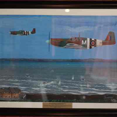 Ellis pastel "430 Squardon R.C.A.F. Mustang fighters Over Juno"