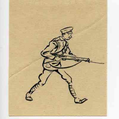 Sketch by Winslow Mortimer titled "Private with rifle on the advance."