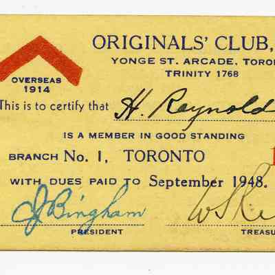 1948 "Original's Club" membership card