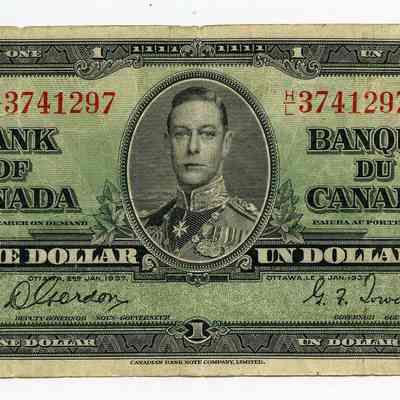1943-1944 Canadian civilian one-dollar banknote (signed)