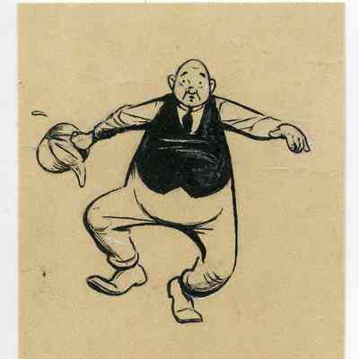 Winslow Mortimer pen/ink cartoon entitled "Watering the Plant."
