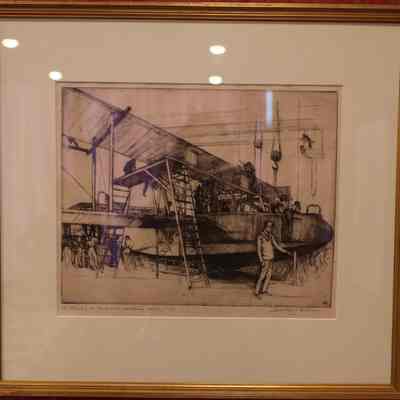 Dorothy Stevens lithograph "British Aeroplane Factory, 1916-1918."