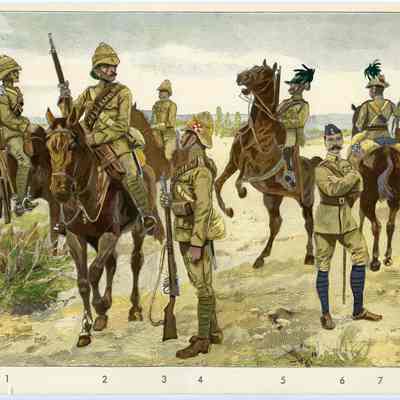 1902-1914 Richard Knotel lithograph print "British Uniforms in the Boer War, 1899-1902."