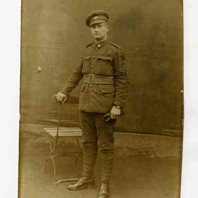 Postcard "An unidentified RPPC of a 4th Battalion Scout in France."