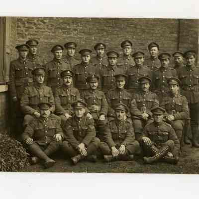 Postcard "An unidentified RPPC of twenty-three 5th battalion men in France."