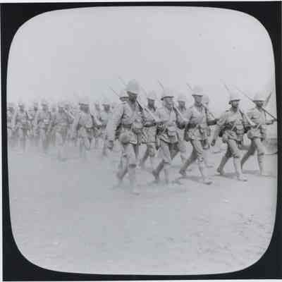 Photograph "Royal Canadian Regiment marching at Capetown, South Africa, November/December 1899 or September/October 1900."