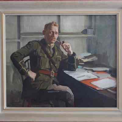 Oil Painting "Lieutenant T.J.S. Ray, Canadian Field Artillery, France, 1917"