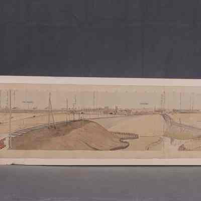 1918 Canadian Field Artillery panorama sketch "Fosse No. 6 de Bethune to Brick House."