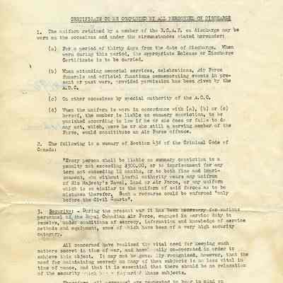1945 RCAF Discharge Form "R50479 Sgt. G.J. Glencross"