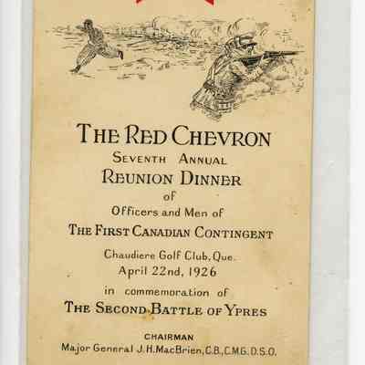 1926 Red Chevron Association reunion dinner programme (signed)