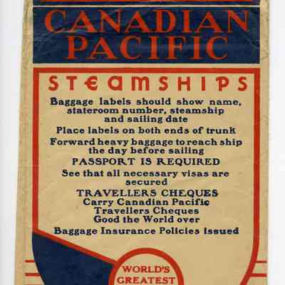 1936 Canadian Pacific Steamships Ticket Envelope.