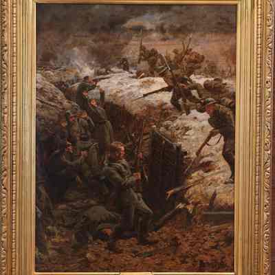 Oil Painting "A Canadian Battalion Capturing A German Trench At Vimy"