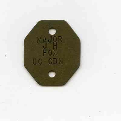1942 Canadian Army Officer's identity dsic "Major J.H. Fox."
