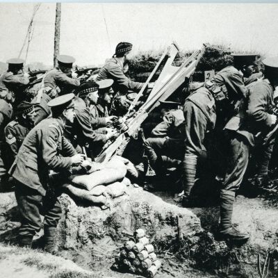 Photograph "West Spring Gun grenade thrower, Thornecliffe Camp Grenade School, England, 1916."