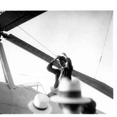 Amelia Earhart in cockpit of Autogyro, Tulsa Airport