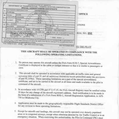 Spartan Model 12 Special Airworthiness Certificate