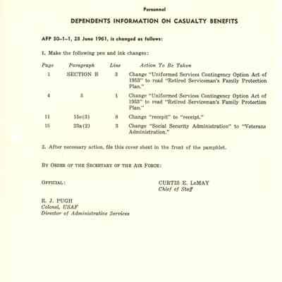 Airforce Casualty Benefits and Standards of Conduct Regulations