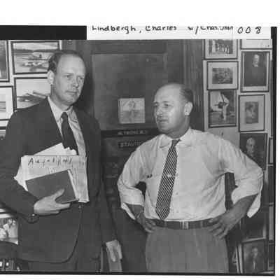 Charles Lindbergh with Charles Short, Airport Manager - August 1941