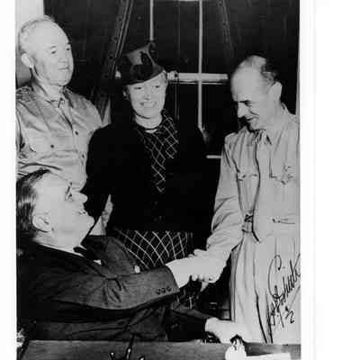 James "Jimmy" Doolittle posing with President Franklin Delano Roosevelt