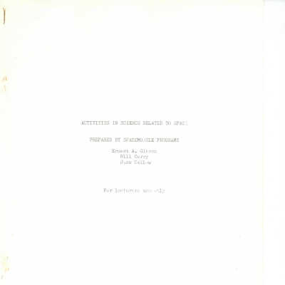 Activities in Science Related to Space by Ernest A. Gibson, Bill Curry, & Jack Gallow