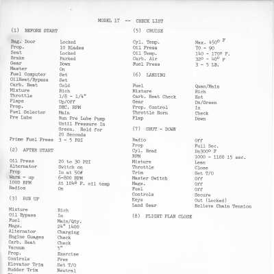 Spartan Aircraft Checklist