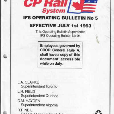 CP Rail System IFS Operating Bulletin No 5