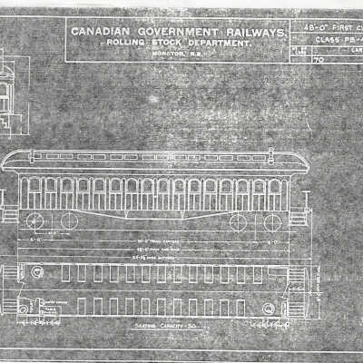 Set of Canadian Government Railways Rolling Stock Blueprints for First Class Cars (Set of 25)