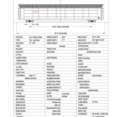 Document, Rolling Stock Plan, Canadian National Railway, CN710700-710799.